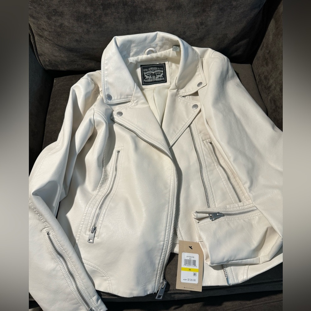 Levi’s vegan leather moto jacket, brand new